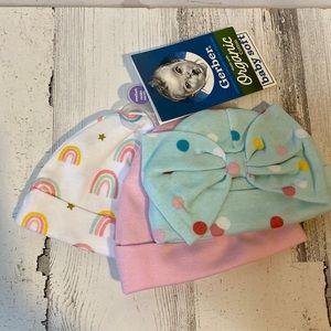 3 Gerber Newborn Hats NEW